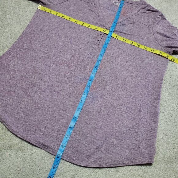EDDIE BAUER Henley Shirt Roll Tab Long Sleeve Heathered Purple Women's Medium - Picture 14 of 14